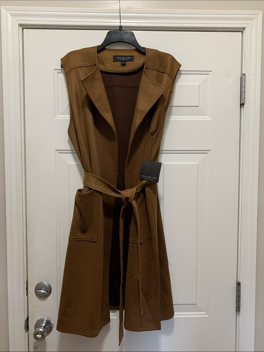 NWT Marc New York Tan Sleeveless Belted Jacket Size Large